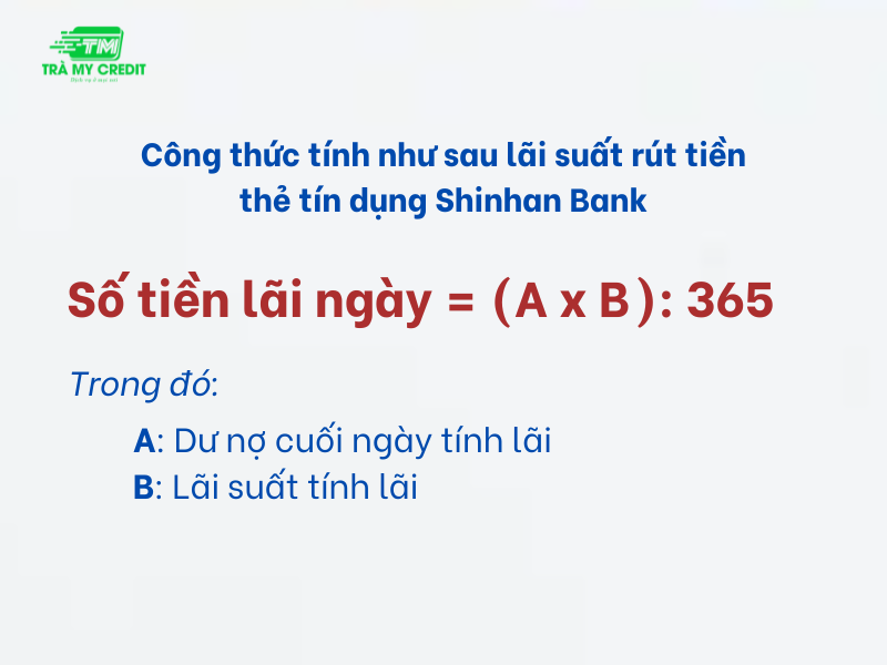 Tính lãi suất rút tiền thẻ tín dụng Shinhan Bank