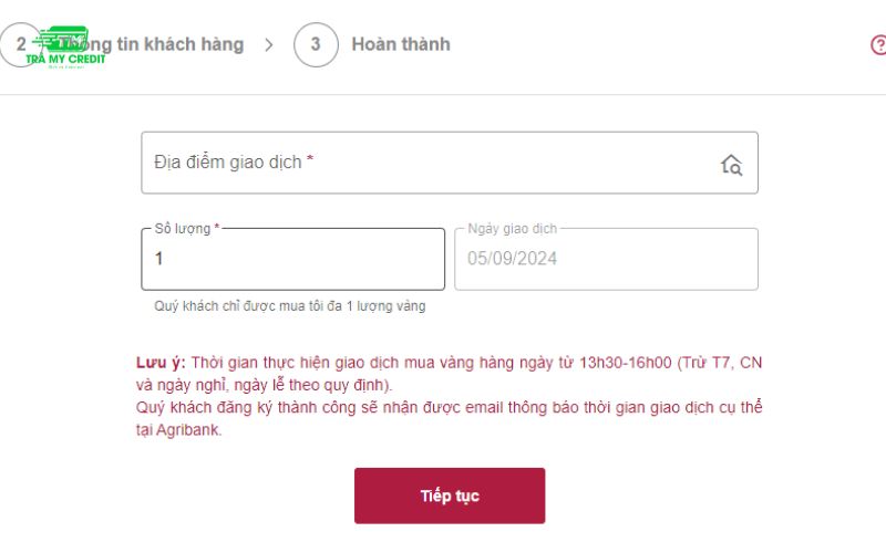 Đăng ký mua vàng miếng SJC online của Agribank