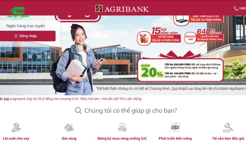 Đăng ký mua vàng miếng SJC online của Agribank