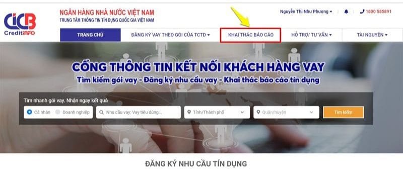 Truy cập mục Khai thác báo cáo để kiểm tra về nợ xấu của mình. Truy cập mục Khai thác báo cáo để kiểm tra về nợ xấu của mình.